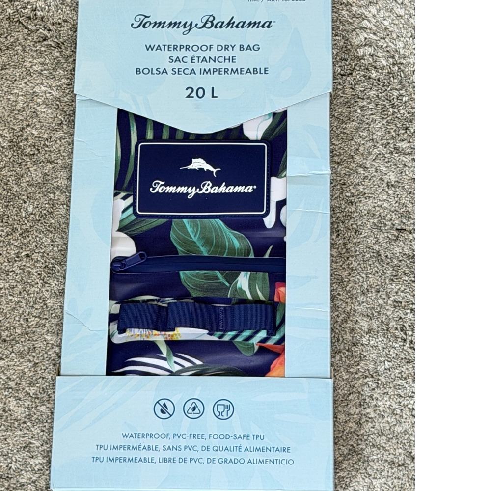 Tommy Bahama 20L Waterproof Dry Bag Floral Navy TPU Roll Top Beach Bag 1872235
